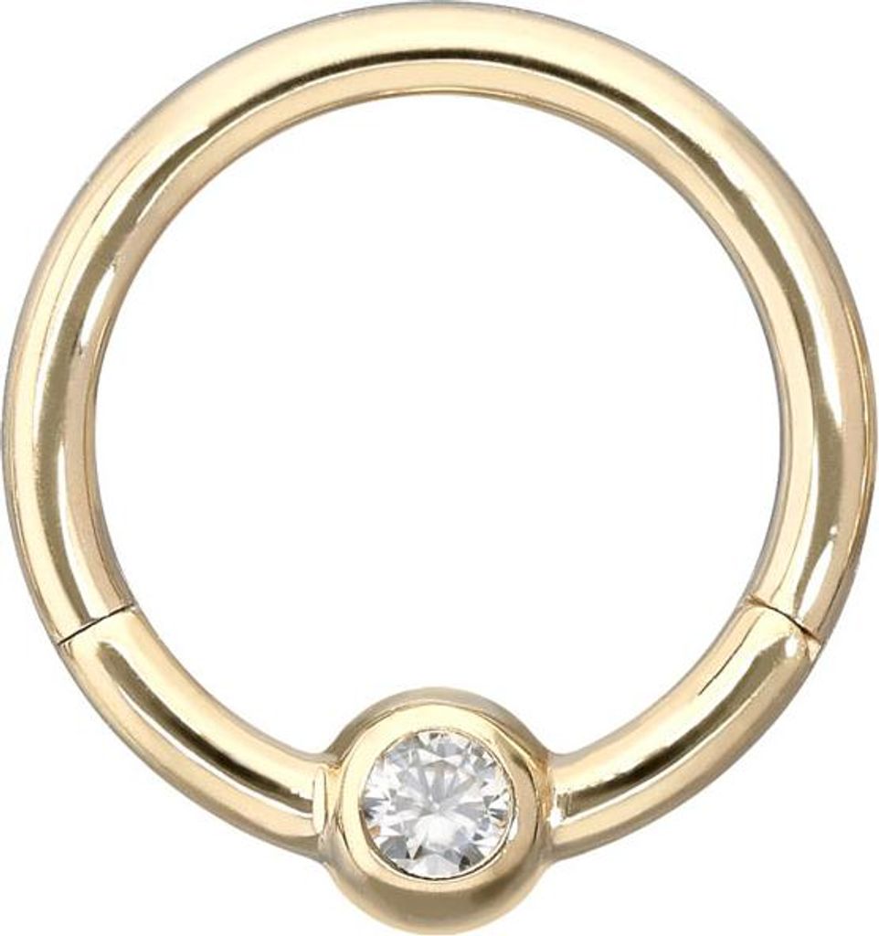Ohrpiercing, Nasenpiercing, Septum Piercing 18 Karat Gold Segmentring Clicker MOISSANIT Gold | 18 Karat Innendurchmesser: 8mm