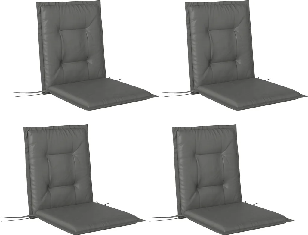 Outsunny set di 4 cuscini per sedia 108 x 50 x 5 cm cuscino per sedia con cinghie, cuscino per sedile da interno per esterno, cuscino per sedile, cuscino per panca per mobili da giardino, sedia per sedersi, sedia da pranzo, grigio chiaro