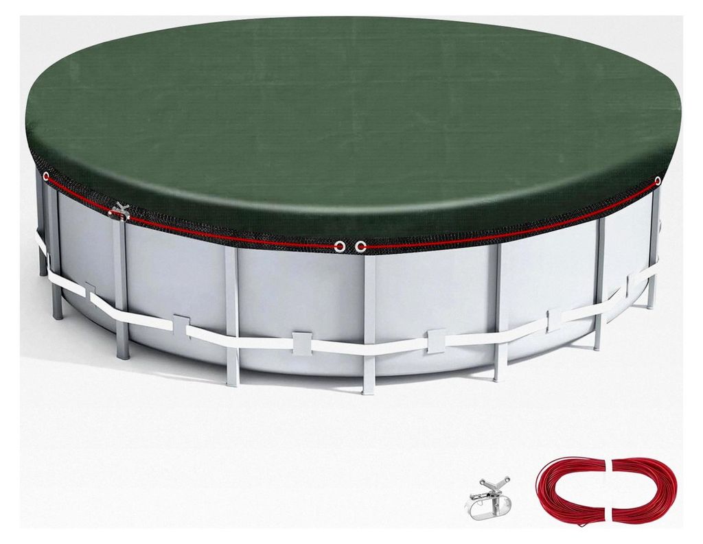 Runde Poolabdeckung 420 cm für 320-366 cm, 2-in-1 Winterabdeckung aus 200g/m² PE Material, Solarplane für Sommer & Winter, UV-Schutz, winddicht ...