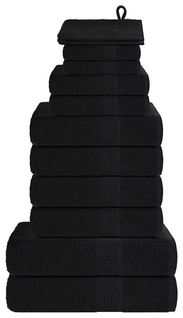 vidaXL Set di 12 asciugamani FROGN Nero 360 g/m² Immagine del prodotto 