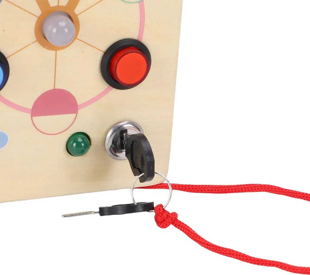 Busy Board Montessori en bois avec lumières LED et boutons d'éveil bébé