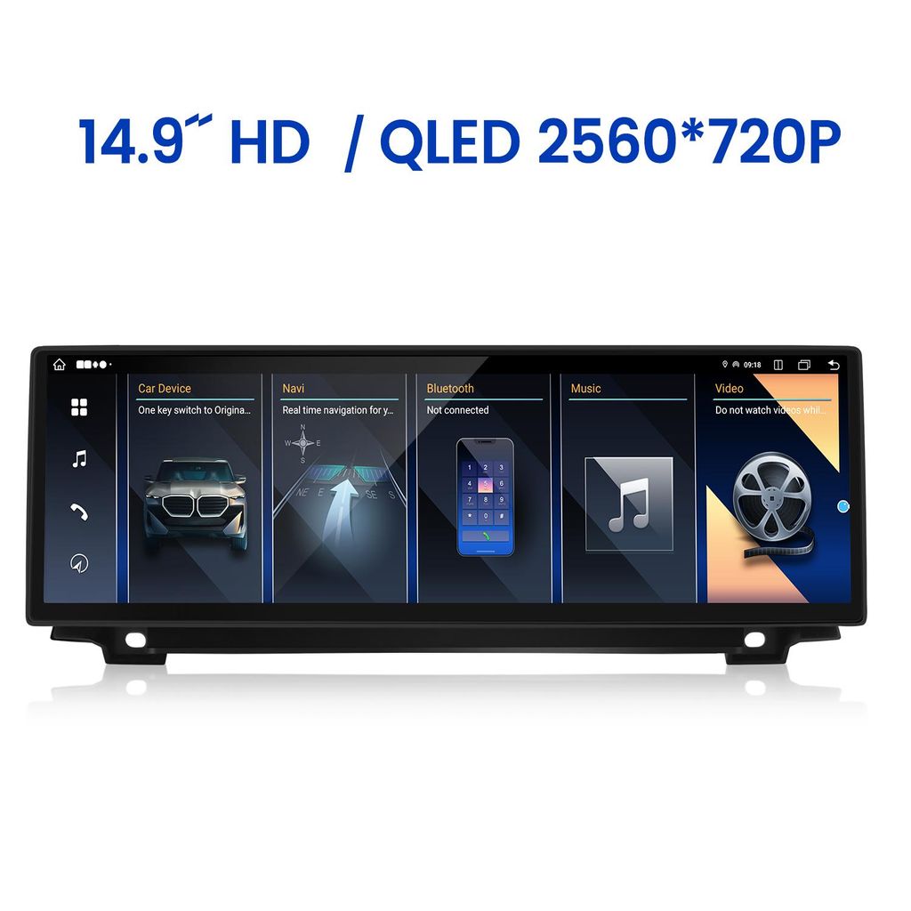 8+256G 14.9" Android 13 Autoradio Carplay Android Auto Für BMW 5er F10 F11 F18 2011-2017 CIC Systeme GPS Navi WIFI 4G BT SWC USB 8-Kern