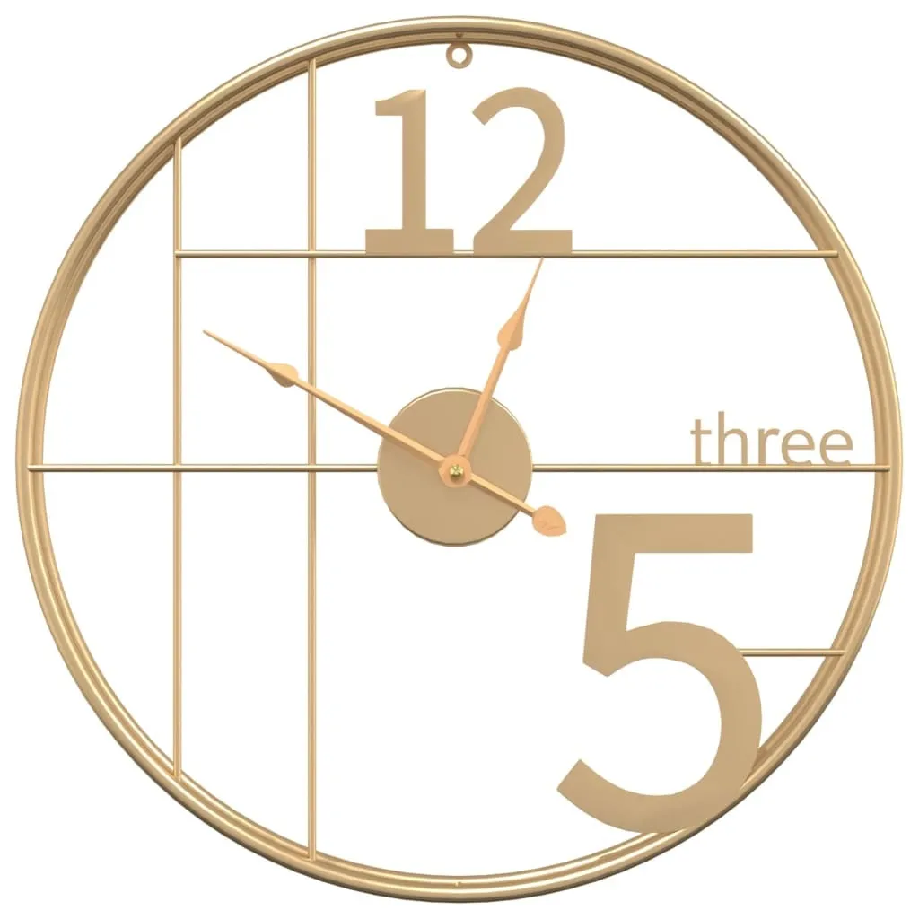 Horloge murale en fer doré Ø50 cm au design minimaliste et élégant
