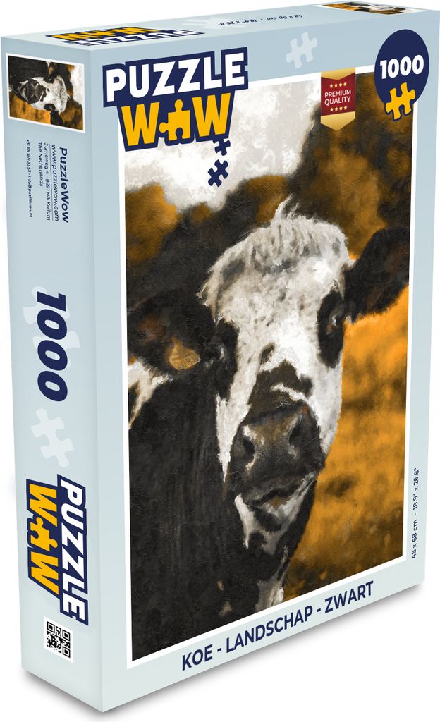 MuchoWow Puzzle 1000 Teile Kuh - Querformat - Schwarz - Spielzeug - Alt und Jung - Spiele - Puzzeln