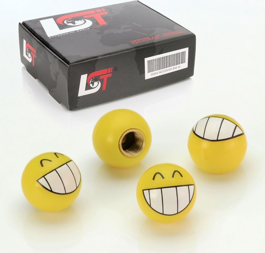 4x Ventilkappe Reifenventil Kappe Smiley Grinsen Gelb für MAZDA HONDA LEXUS