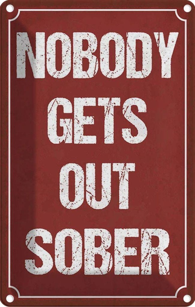 vianmo Blechschild 30x20 cm nobody gets out sober Alkohol Dekoration