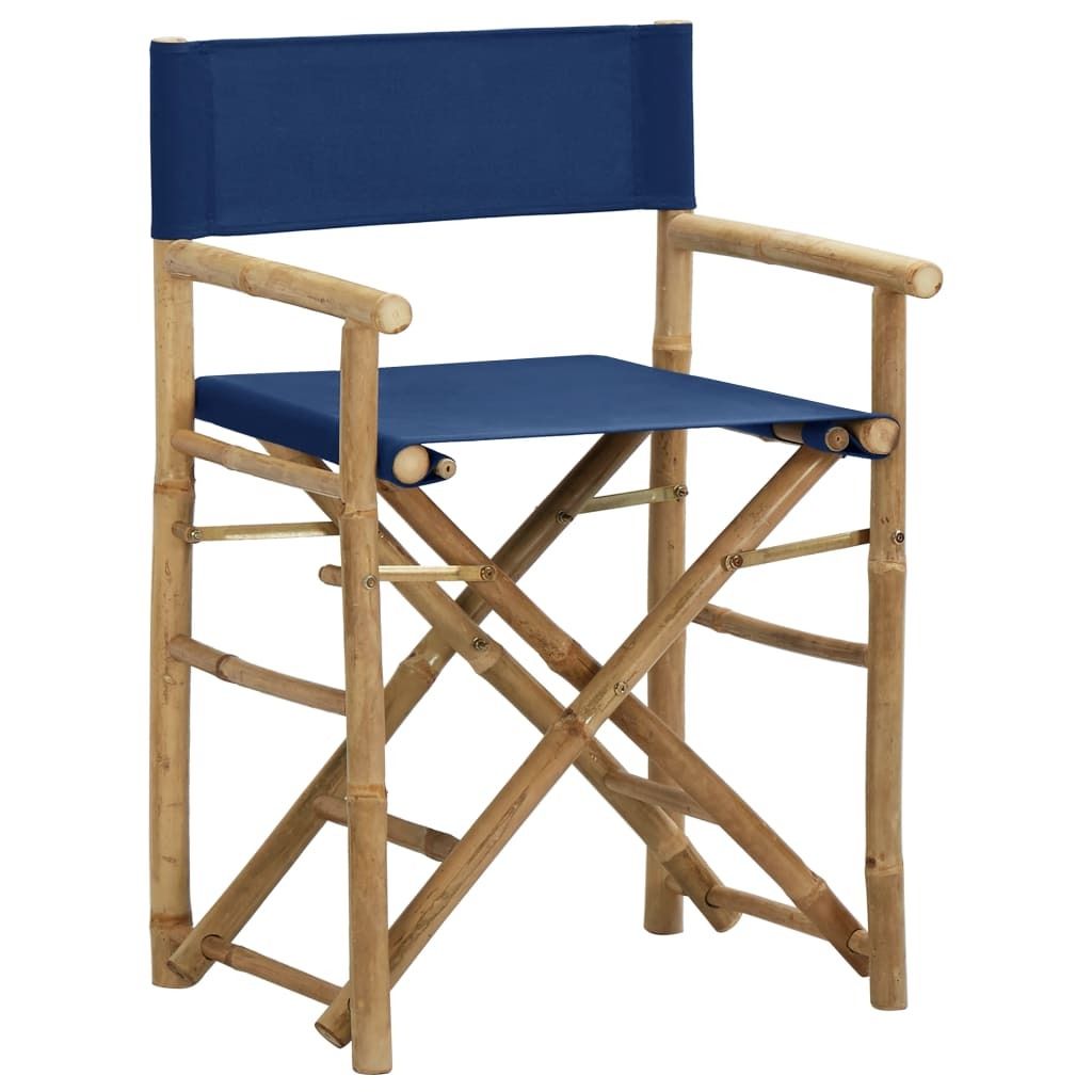 vidaXL Chaises de régie pliantes 2 pcs. Bleu Bambou et Image du produit 