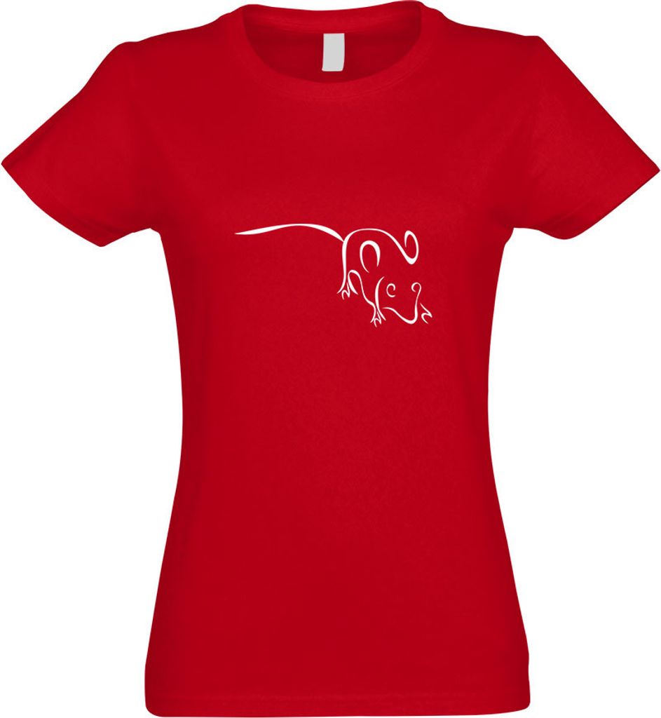 Kiwistar - T-Shirt tailliert - Damen - rot - Maus - mit Motiv Bedruckt - Funshirt Design - Sport - Freizeit - Damen - XXL