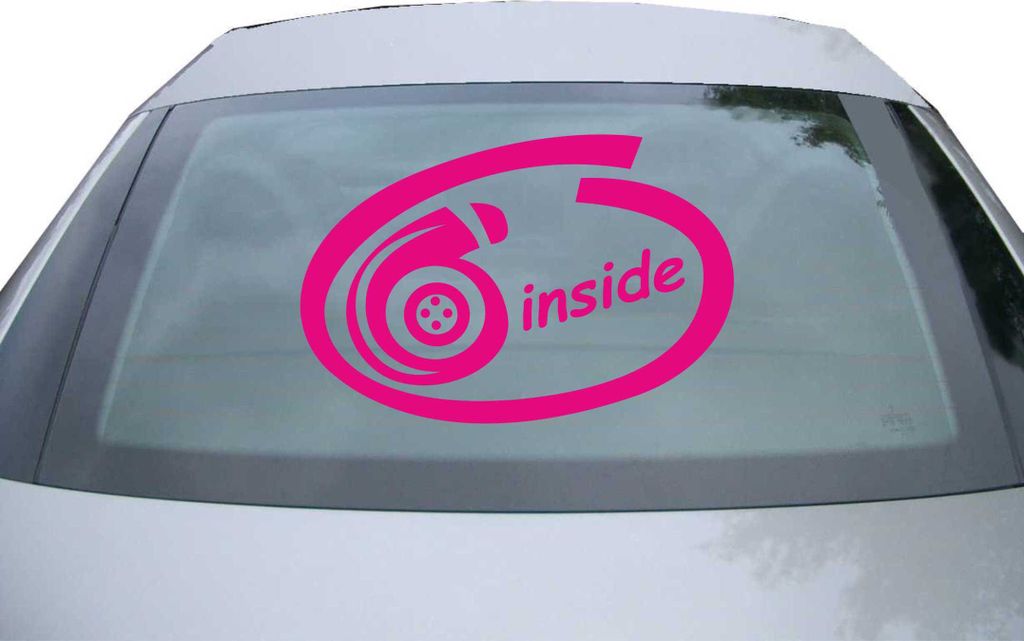 Indigos UG - Aufkleber Heckscheibe & Motorklappe DE6110 - pink - 600x399 mm - turbo inside - Auto Scheiben Fenster Heckklappe Tuning Racing JDM - D...