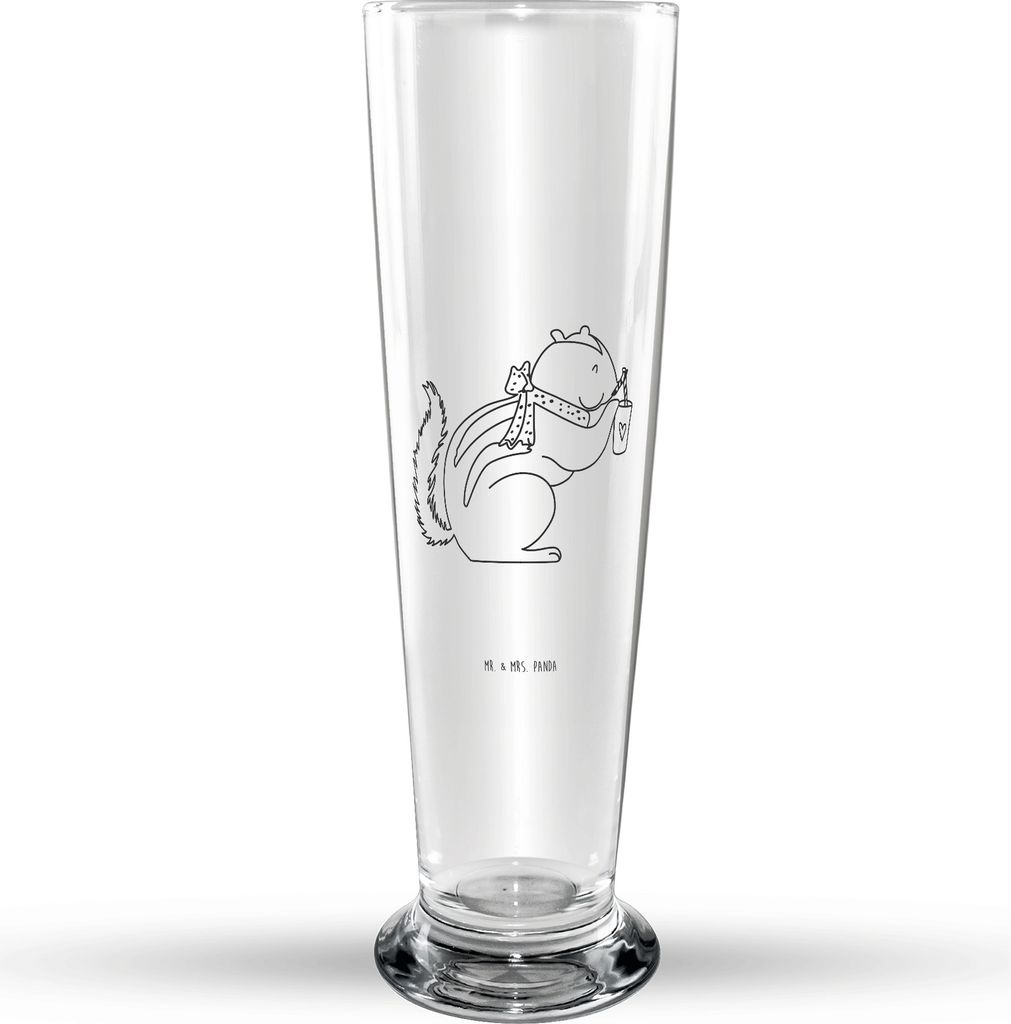 Mr. & Mrs. Panda Bierglas Eichhörnchen Smoothie - Transparent - Geschenk, Streifenhörnchen, Green Smoothies, Bier Glas, Trinkglas, Diät, Glasbec...