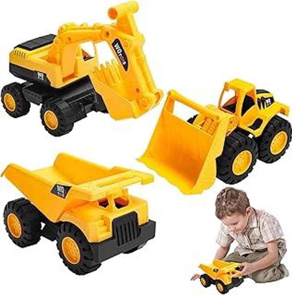 Set 3 Giocattoli Cantiere Spiaggia: Escavatore e Camion per Bambini 3+ Anni