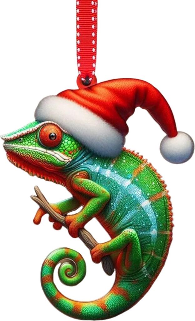 Weihnachtsschmuck, Cartoon-Tiermuster, Weihnachtsbaumschmuck, 2D, flach, Schnecke/Fliege/Ente, Acryl-Anhänger für Fenster, Wand, Baumdekoration
