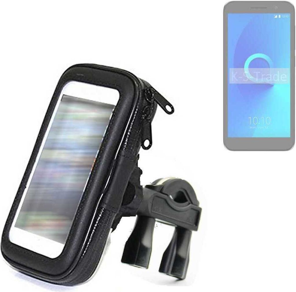 K-S-Trade Fahrrad-Halterung kompatibel mit Alcatel 1S Handy-Halterung Halter Lenkstange Fahrradhalterung Motorrad Bike Mount Wasserabweisend