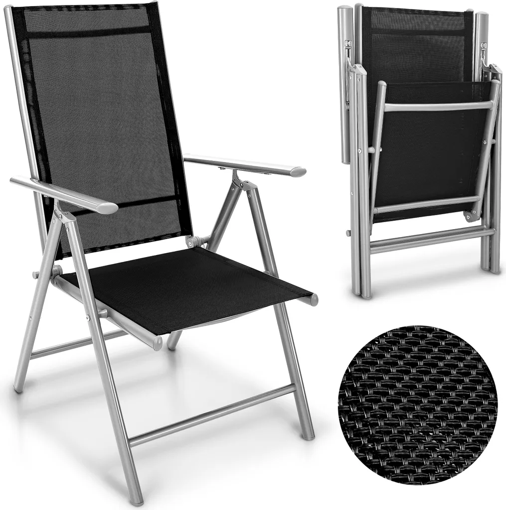 Chaise Pliante de Jardin en Aluminium Argent avec Dossier Réglable