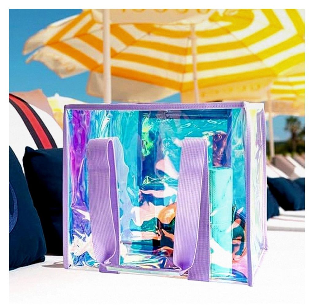 Holografische PVC-Tragetasche für Veranstaltungen – Wasserdichte Tasche mit Irisierendem Effekt für Strand, Konzerte und Büro