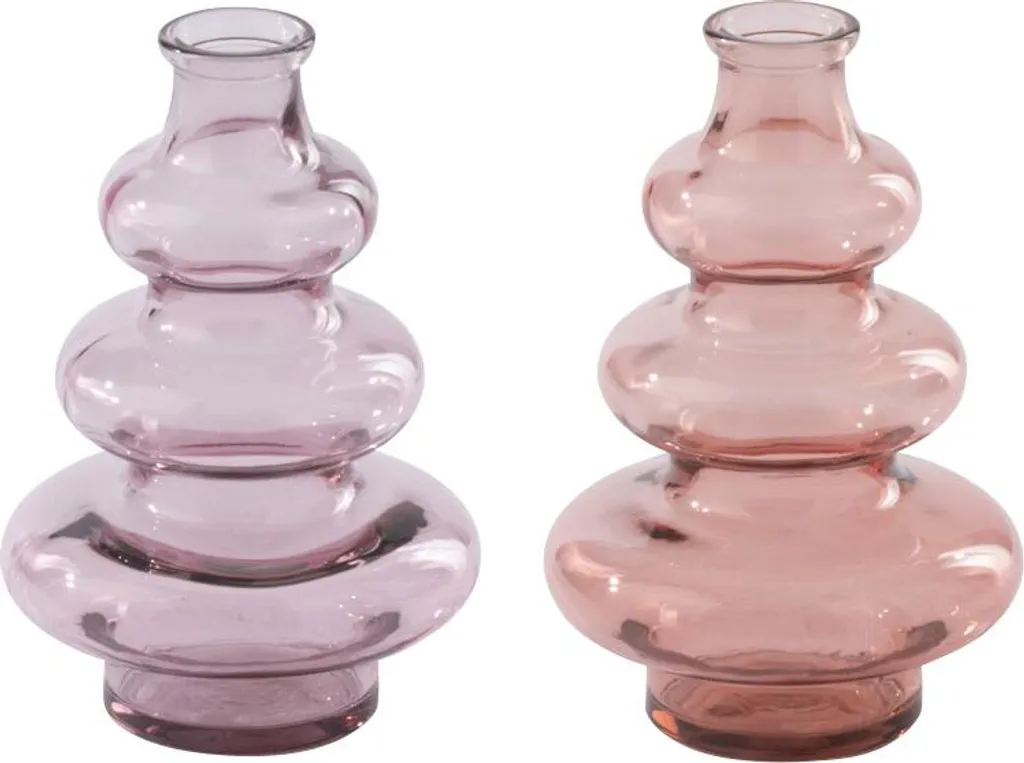 Vase Décoratif en Verre Pastel J-Line - Set de 2 Soliflores Colorés