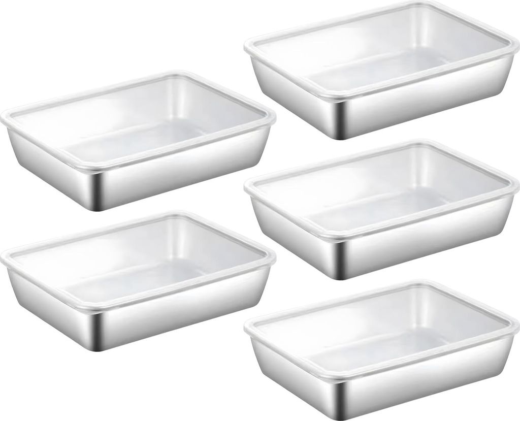 Lunchbox aus Edelstahl mit transparentem Deckel, auslaufsicherer Lebensmittelbehälter für Käse, Feinkost, Fleisch, Obst, Backen im Ofen, Picknic...