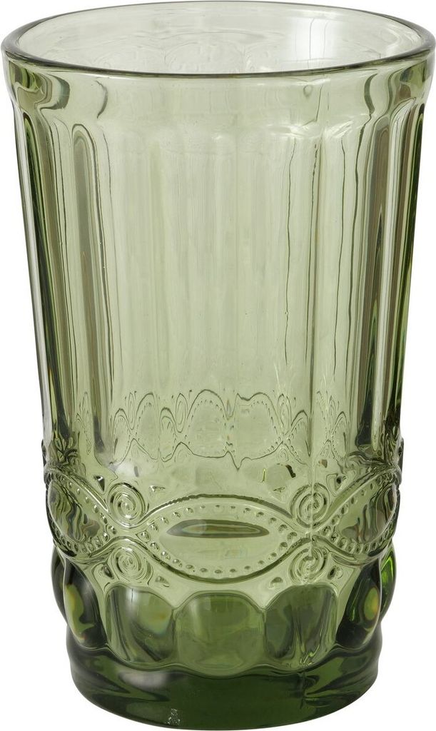 Verziertes Trinkglas aus grünem Glas, AURORA, 300 ml