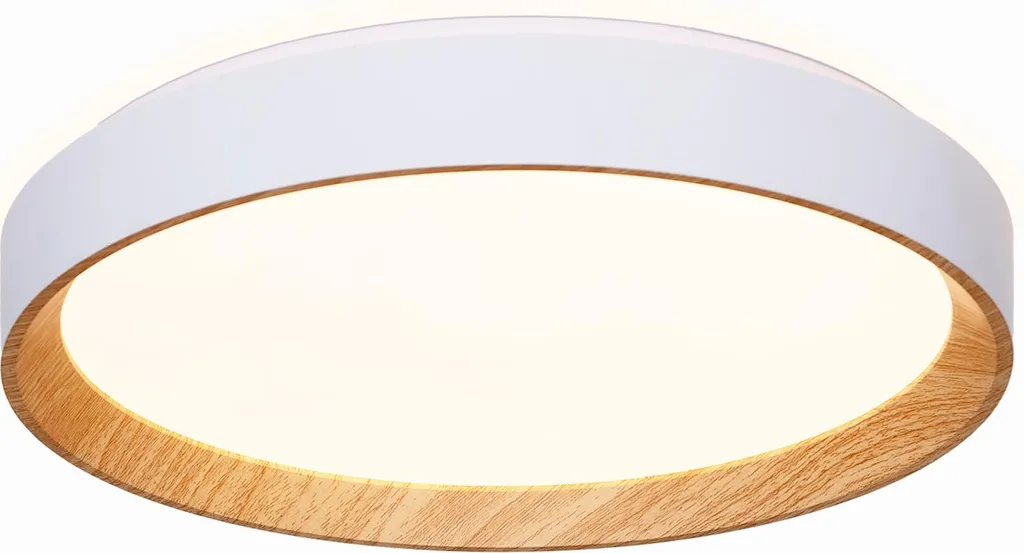 Plafonnier LED 30W Ø38cm LUNADA CCT 3000K-6000K Effet Bois Blanc