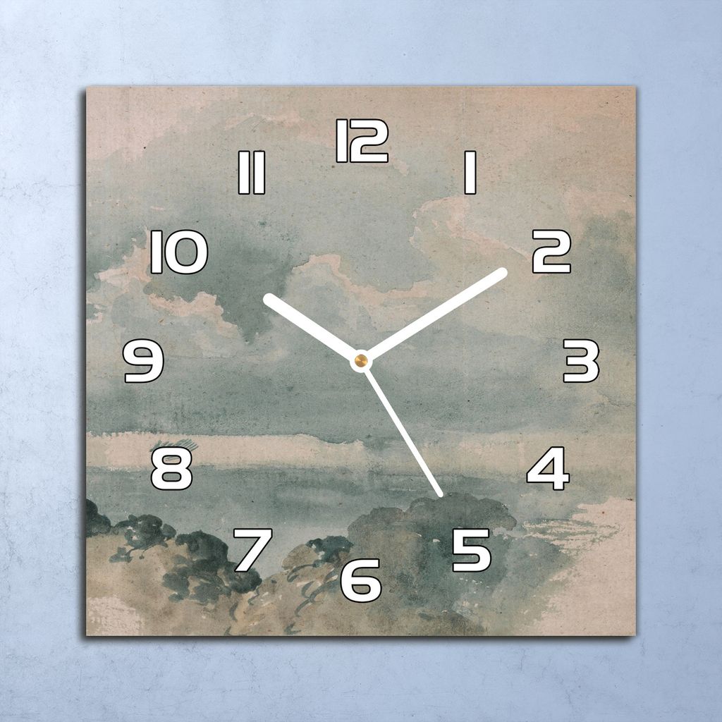 Deko Glasuhr Wanduhr 30x30 Bewölkter Himmel Quarz Küchenuhr Bürouhr