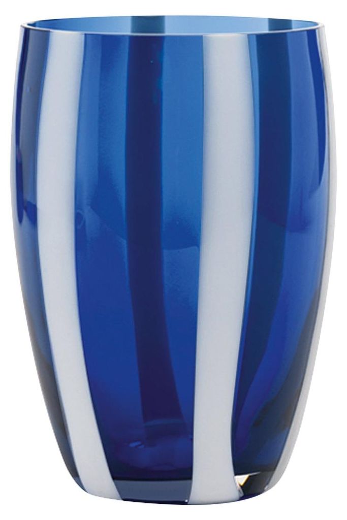 Set 6 Bicchieri Tumbler Gessato Blu in Vetro Soffiato a Immagine del prodotto 