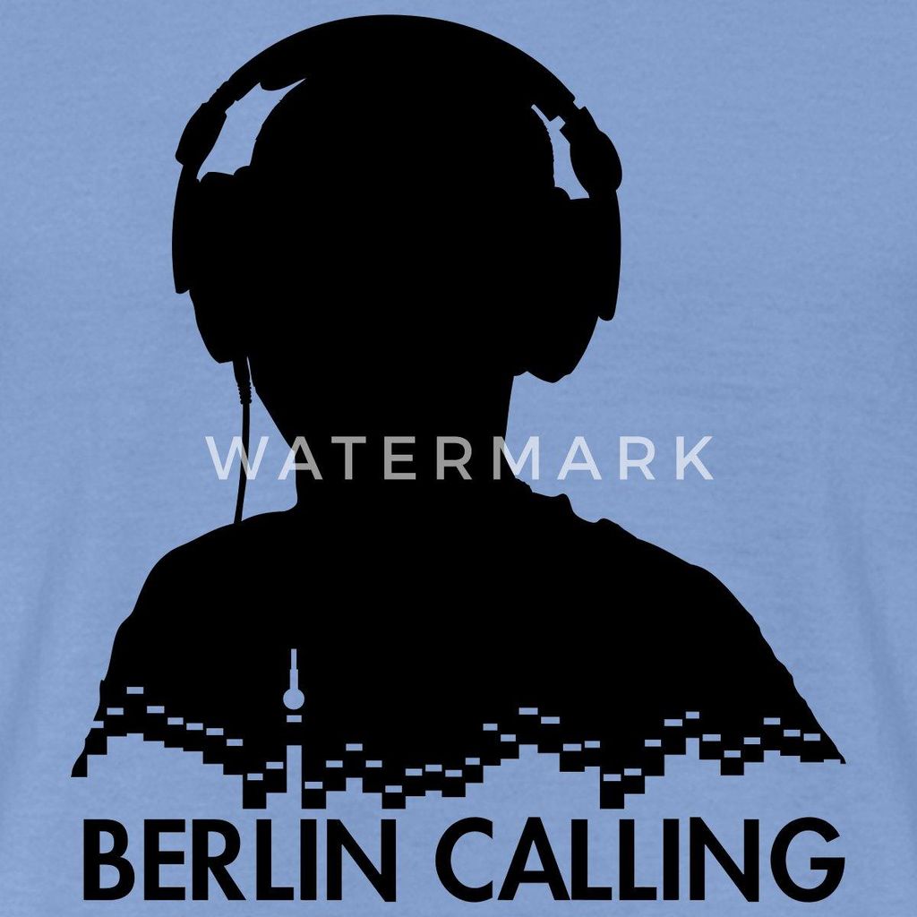 Spreadshirt Berlin Calling Silhouette Musik Geschenk Männer T-Shirt, 4XL, Carolina Blue