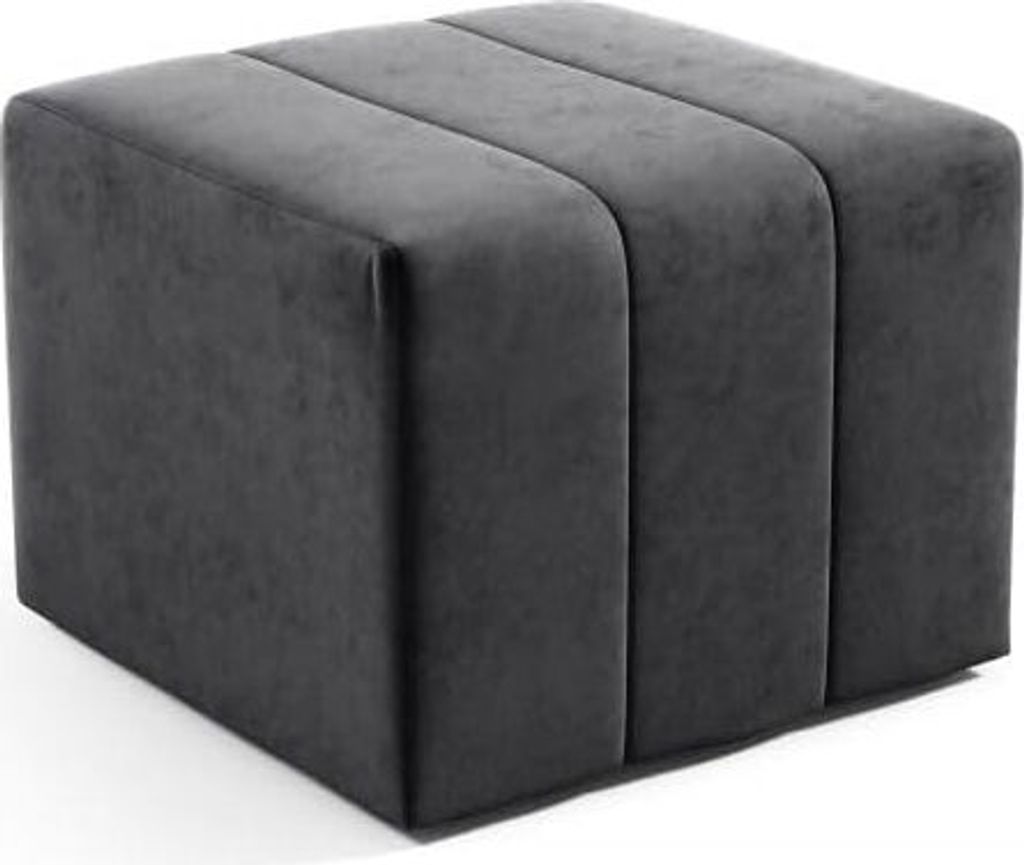 LIKMA Pouf, Hocker Schwarz 46x35x46 cm, 3D-Effekt Velvet Produktbild 