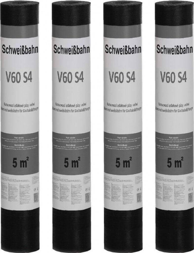 Isolbau Schweißbahn V60 S4 talkumiert 20m2 Bitumenbahn 4 Rollen Dachpappe