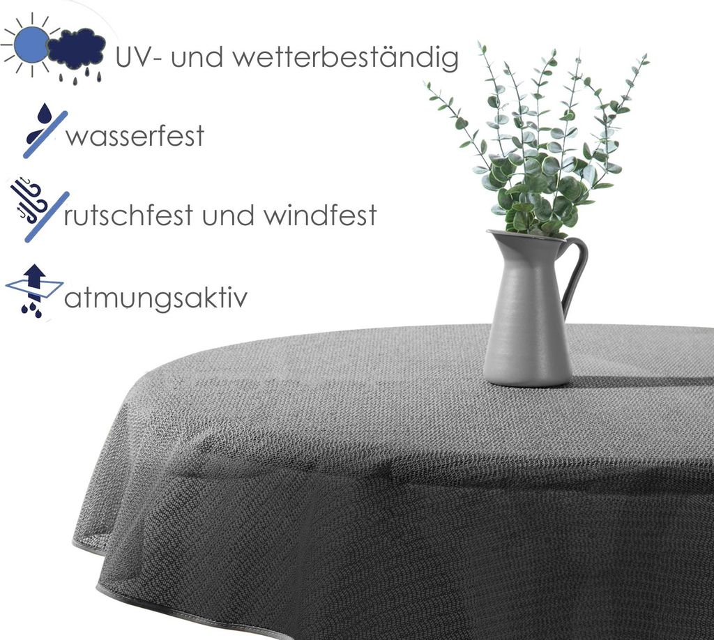 heimtexland Outdoor Tischdecke 160 cm rund grau