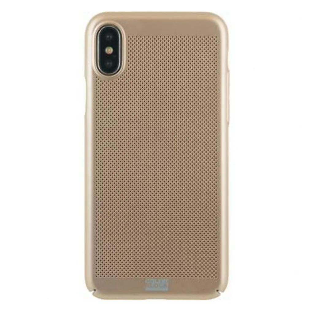 Coque Color Block pour iPhone X et iPhone XS Rigide Perforée Dorée
