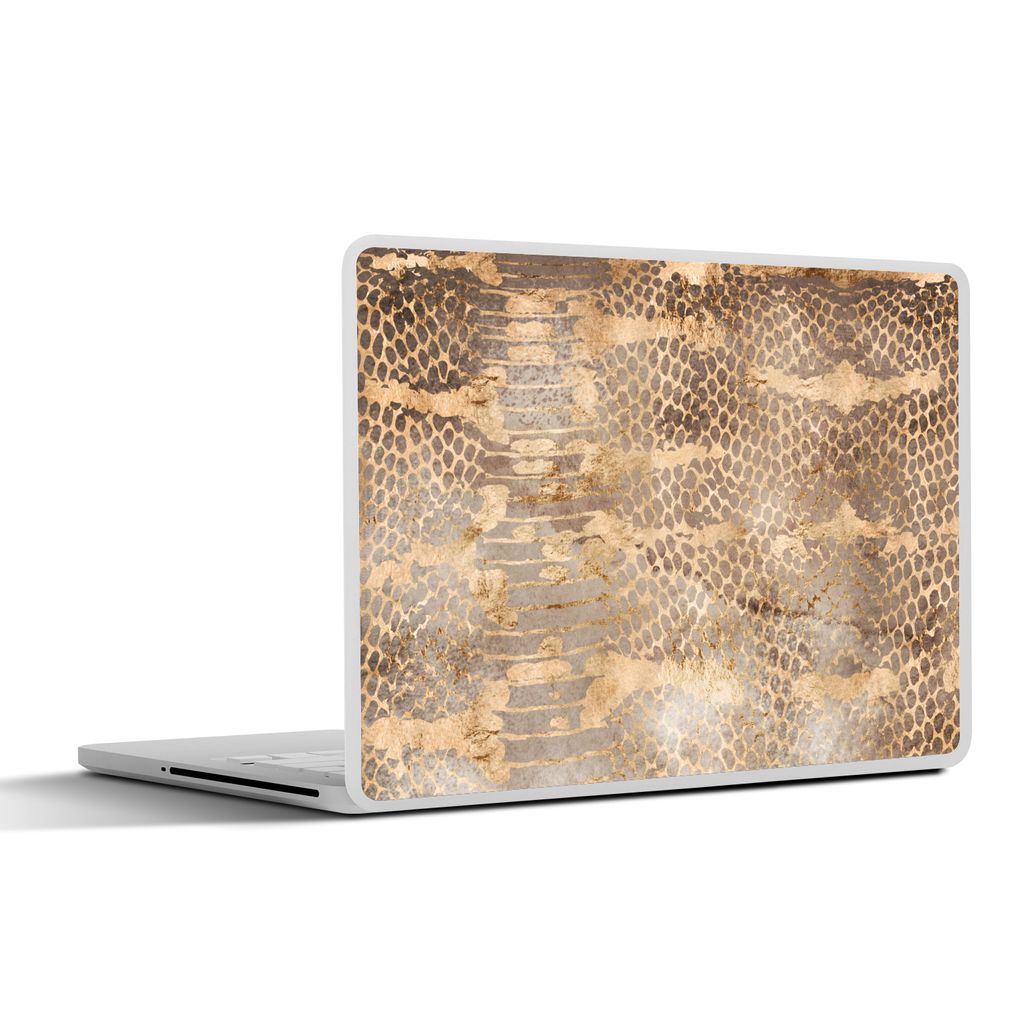 MuchoWow Laptop Aufkleber Sticker Cover Tiermuster - Gold - Schlange 31x22.5 cm - Laptop-Deko