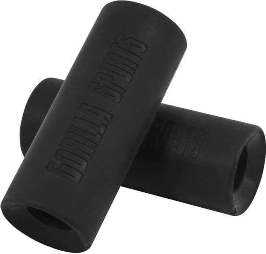 GORILLA SPORTS Hantelgriffe - 2er Set, für 25mm, 28mm, 30mm Hantelstangen, Ø 5 cm, Rutschfeste, aus Silikon, Schwarz - Bar Grips, Hantelgriffma...