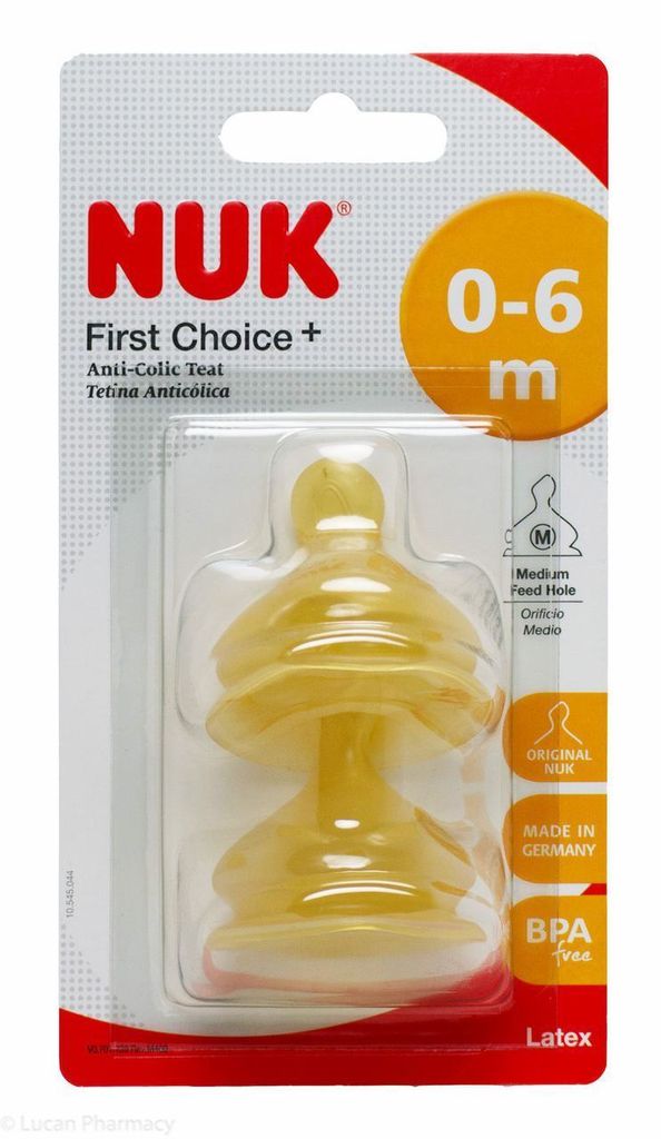 A product package for NUK First Choice+ Anti-Colic Teats.
