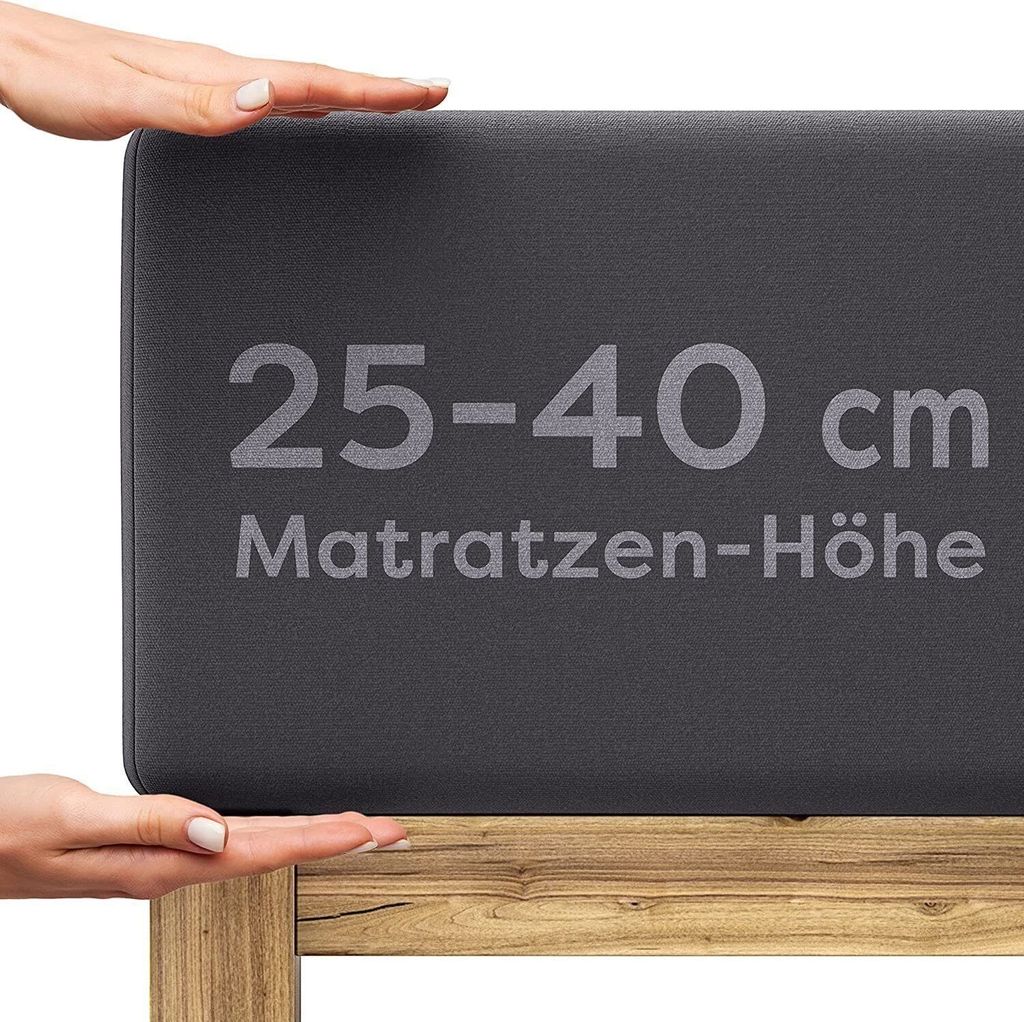 Spannbettlaken 140x200-160x220 Boxspringbett Bettlaken, Spannbetttuch für Matratzen bis 40cm - Wolkenfeld - Stretch Gummizug & Rutschfest - Anthrazit