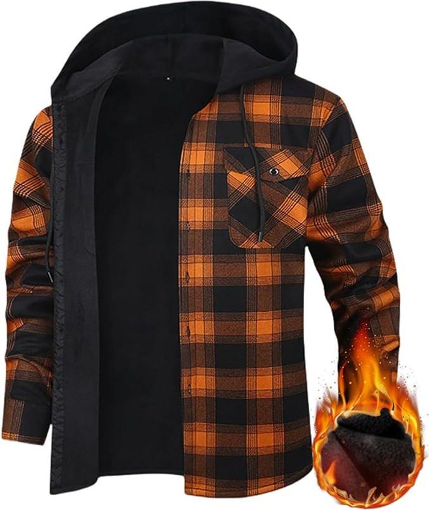 Camicia da uomo in flanella con cappuccio - Foderata, Immagine del prodotto 
