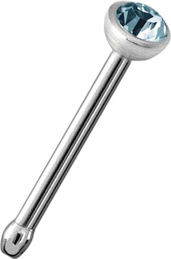Karisma Nasenstecker Titan G23 Gerade Mit Kristall Elements 0,8mm Nasenpiercing - Aqua