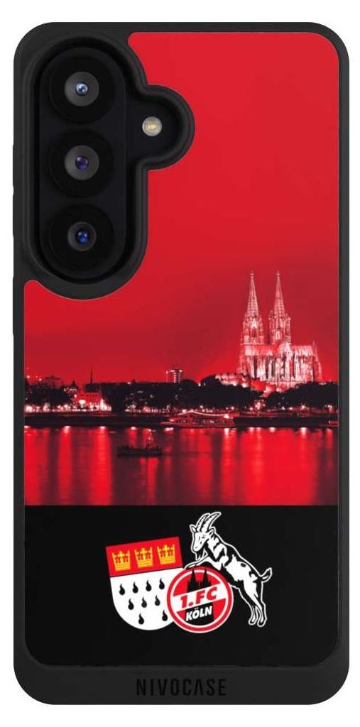 NIVOCASE Handyhülle für Samsung Galaxy S26 Hülle NIVOpure Case Schwarz 1. FC Köln Offizielles Lizenzprodukt Skyline
