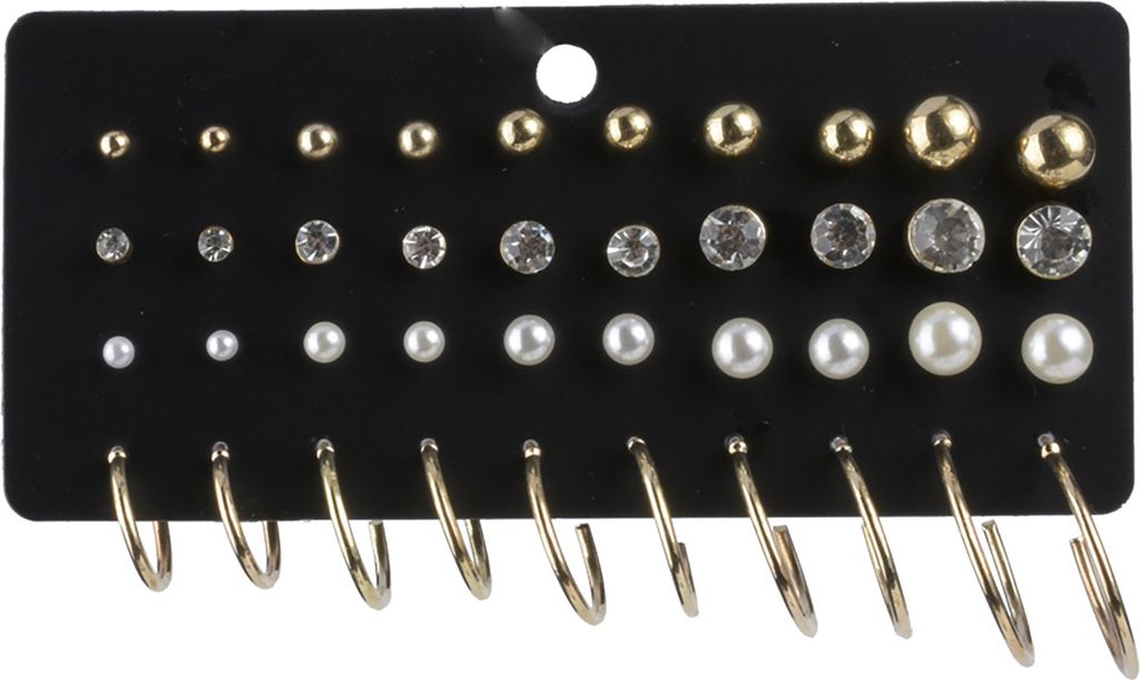 40 Teile/Blatt Exquisite Frauen Faux Perle Zirkonia Runde Ohrstecker Ohrring Schmuck Zubehör-Golden