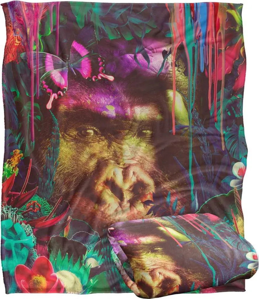Plaid Douillet Multicolore Reinders Gorilla en Microfibre Soyeuse Soft