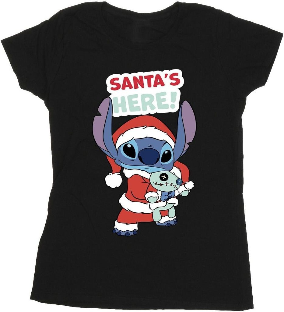 Disney - "Santa's Here" T-Shirt für Damen BI26052 (S) (Schwarz)