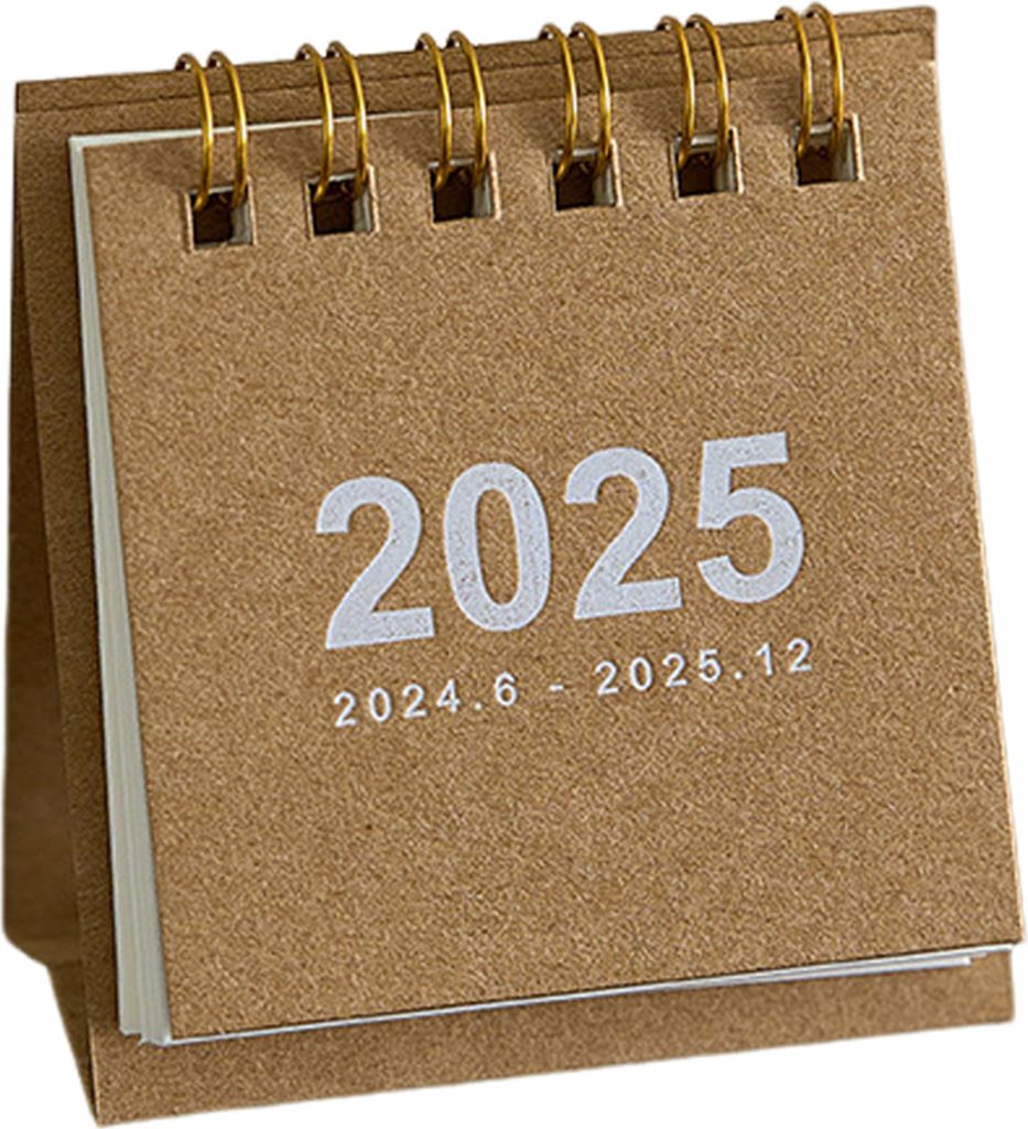 Mini-Tischkalender 2025, Stehender Flip-Desktop-Kalender, Tagesplaner für die Planung, Organisation, Zuhause, Schule, Büro, Tischdekoration, Braun