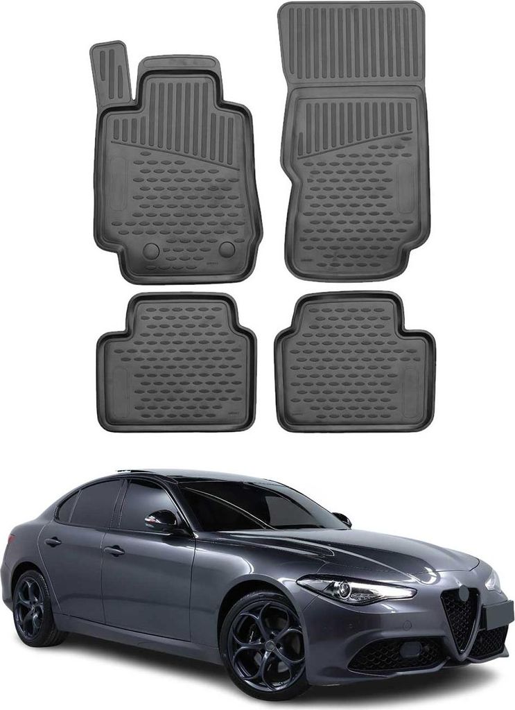 2015-2025 Alfa Romeo Giulia 4 dywaniki TPE czarne 4 szt. Zdjęcie produktu 