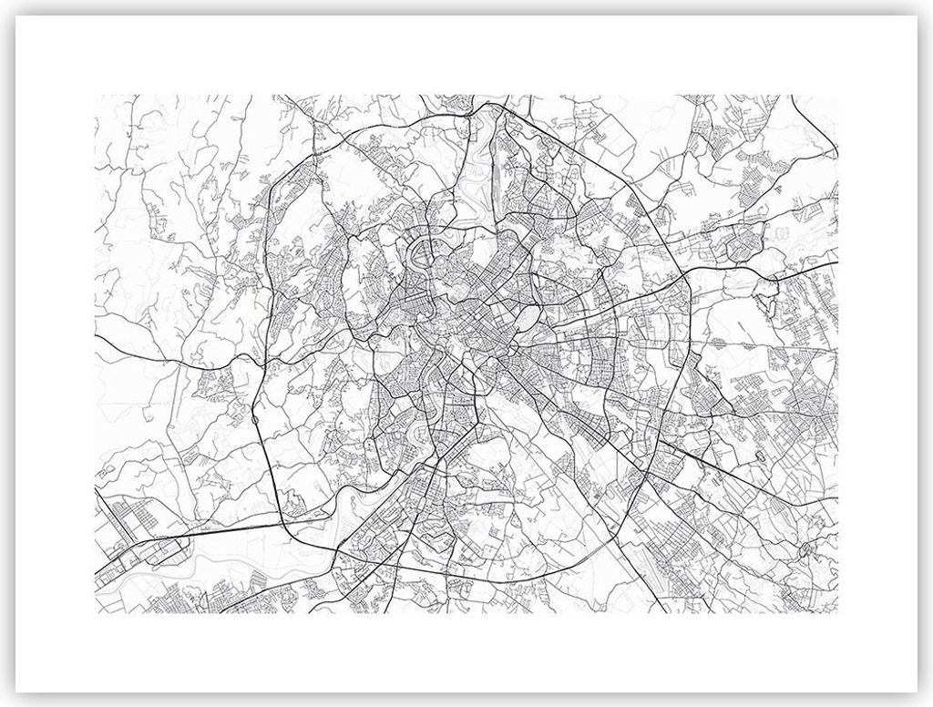 Poster - Poster ohne Rahmen - Stadt Karte Rom - 40x30 cm - Wand Bild - Wanddeko - Wandbilder - Kunstposter - Wandposter - Bilder - Kunstdruck - Wan...