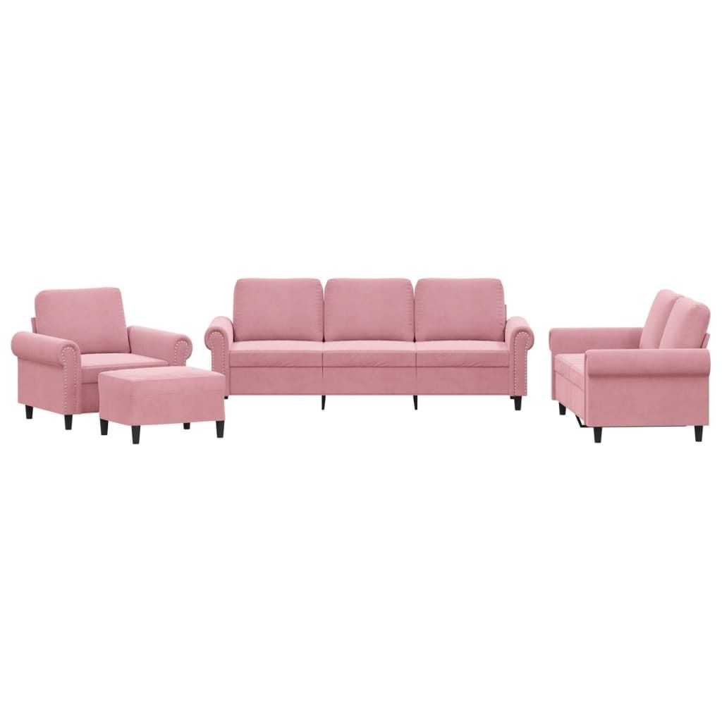 "WINTER SALE"4-tlg. Sofagarnitur - elegantes Design - Couchgarnitur/Wohnzimmer - mit Kissen Rosa Samt - 92x77x80cm - Klassische Sofas NeuMöbel895177