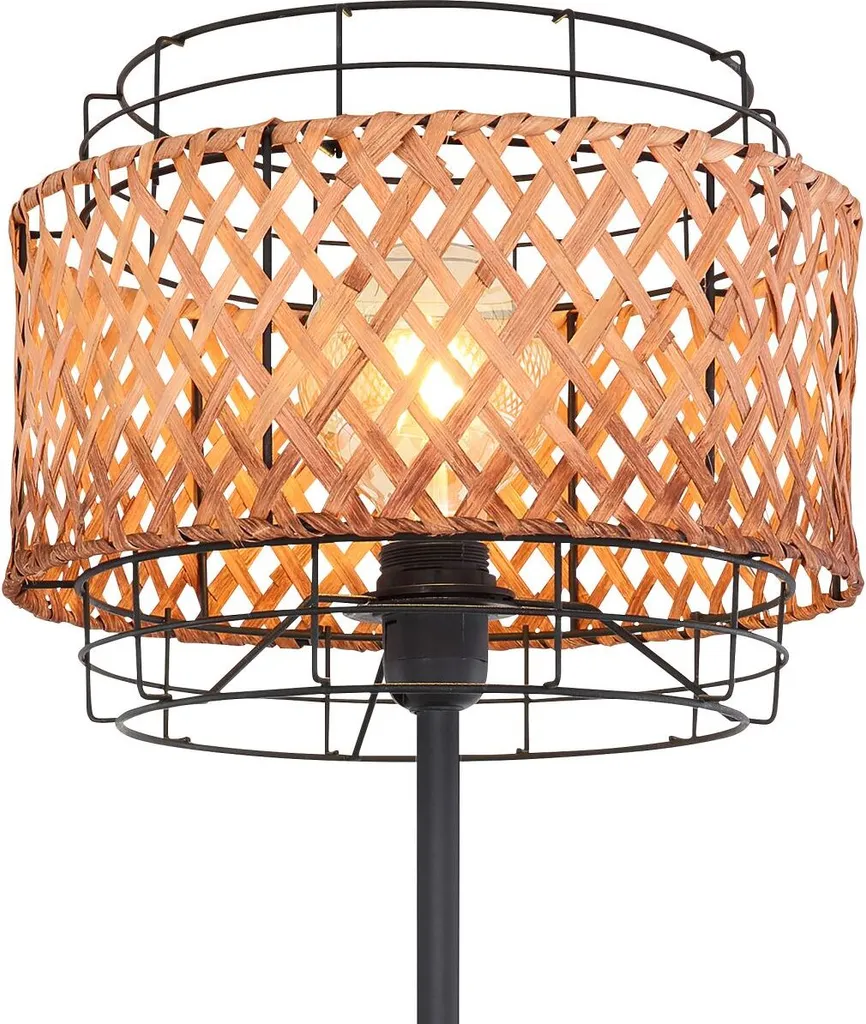 Lampe de table Globo Lighting bois noir et tissu gris E27 50cm de haut