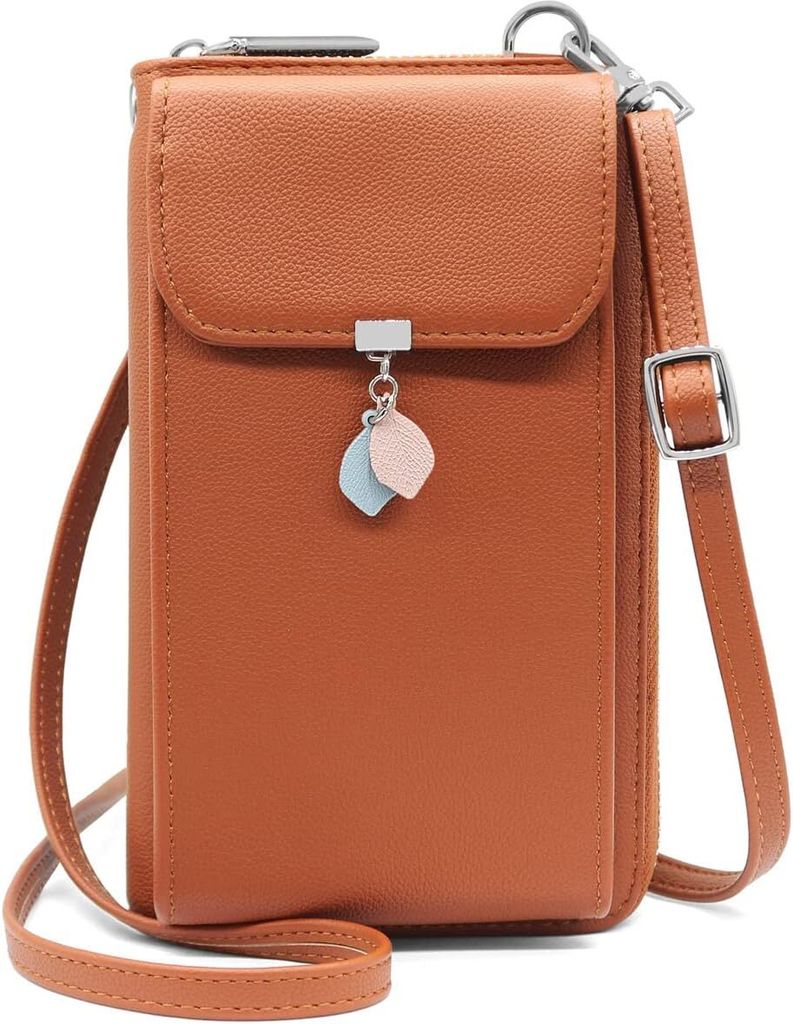 RFID Schutz Geldbeutel Damen Umhängetasche Klein Crossbody Handytasche Geldbörse Handy Schultertasche Brieftasche mit 10 Kartenfächer