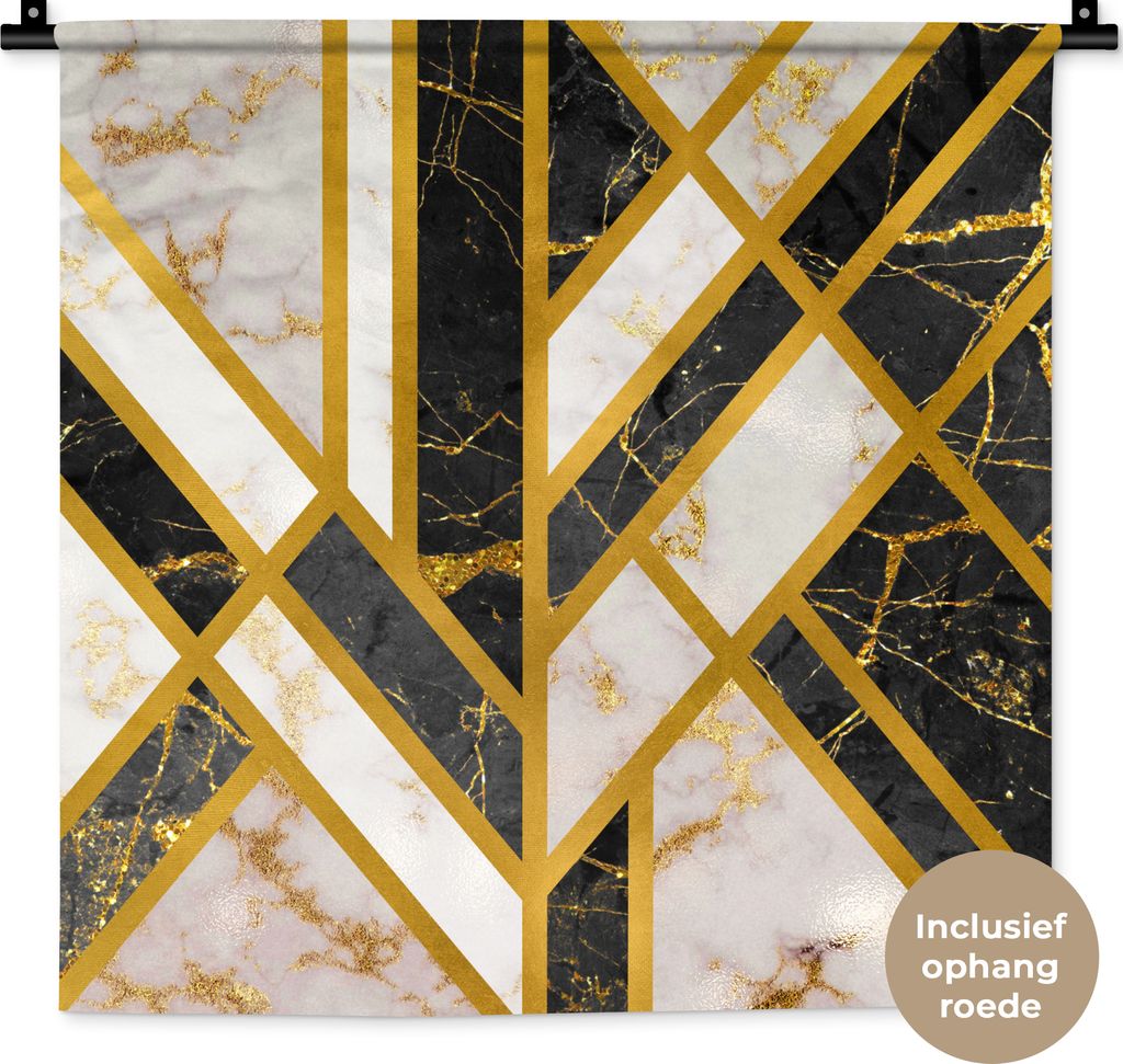 MuchoWow Wandteppich Wandbehang Marmor - Gold - Luxus 60x60 cm Tapisserie Dekoration Wandtuch - Dekorationen - Wand Decke