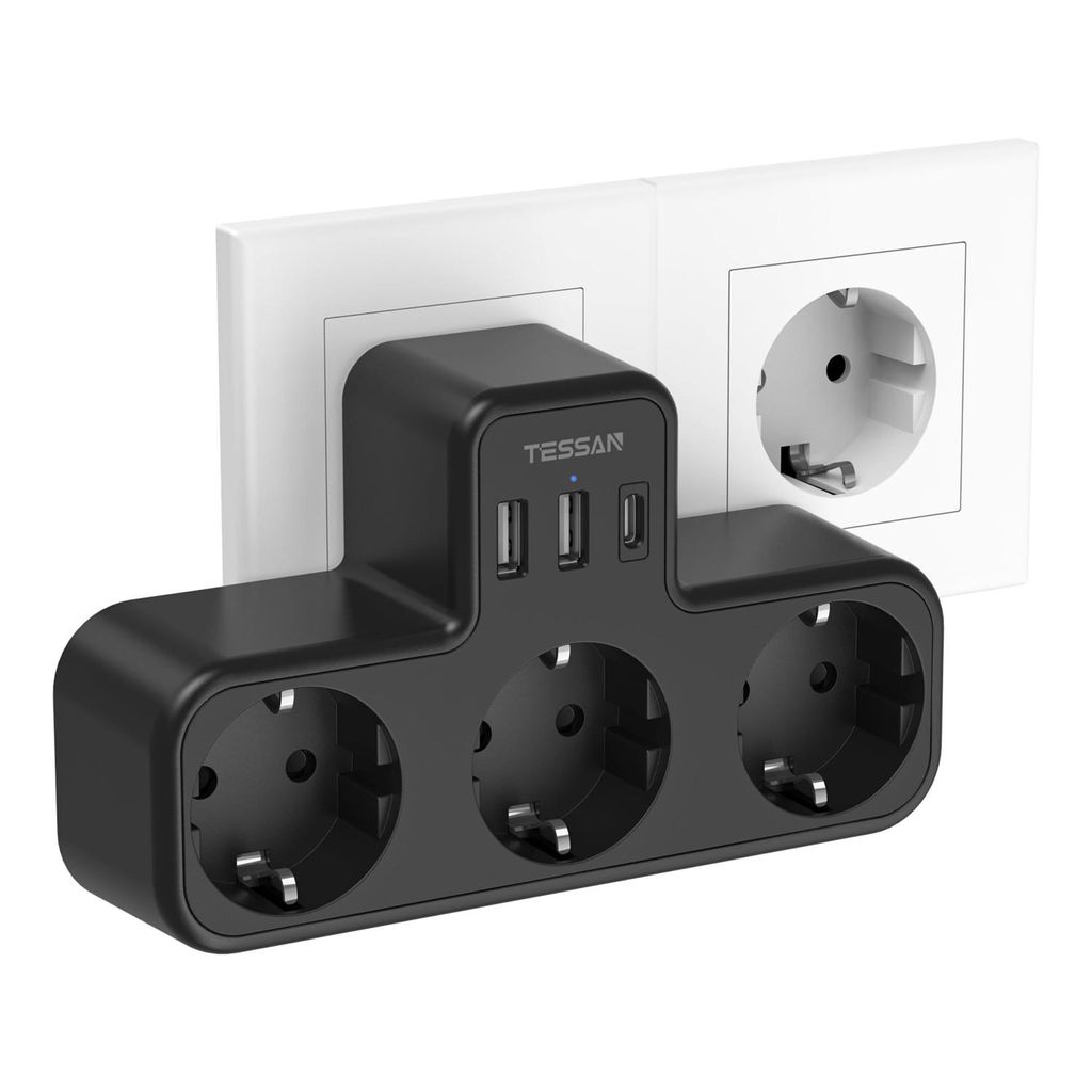 TESSAN Mehrfachstecker mit USB für Steckdose 3 Fach Produktbild 