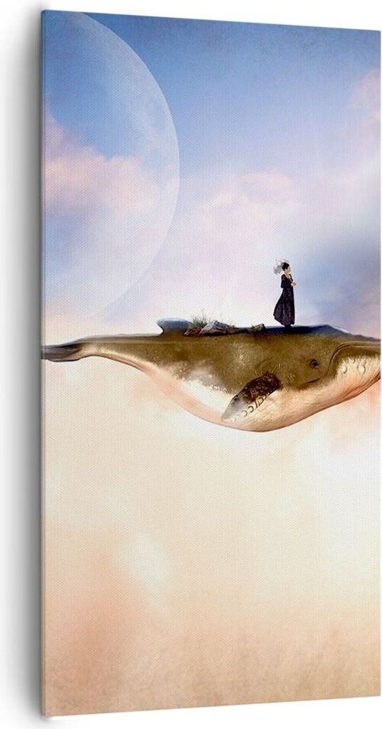 Bild auf Leinwand - Leinwandbild - Einteilig - Wal Frau Himmel - 65x120cm - Wand Bild - Wanddeko - Wandbilder - Leinwanddruck - Bilder - Wanddekora...