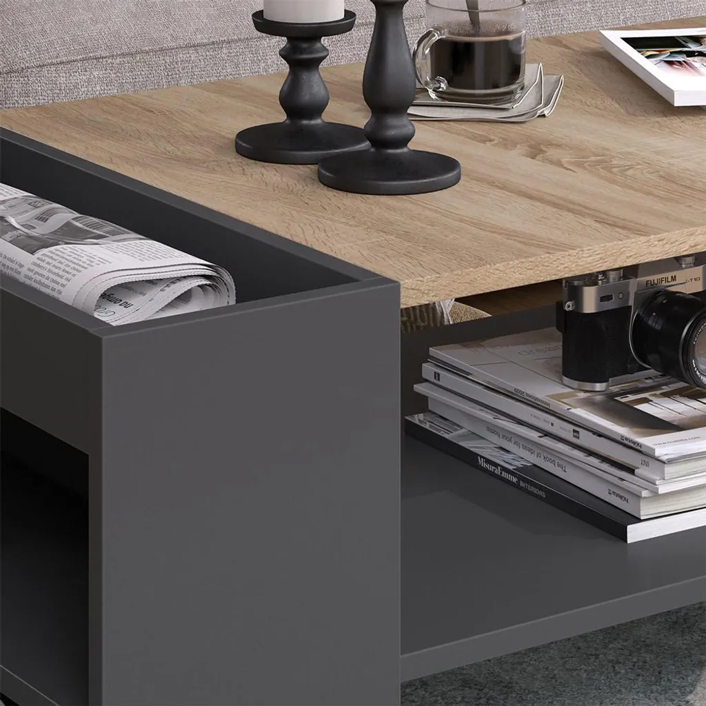 Table basse robuste avec étagères de rangement ouvertes Vicco Wido - 4